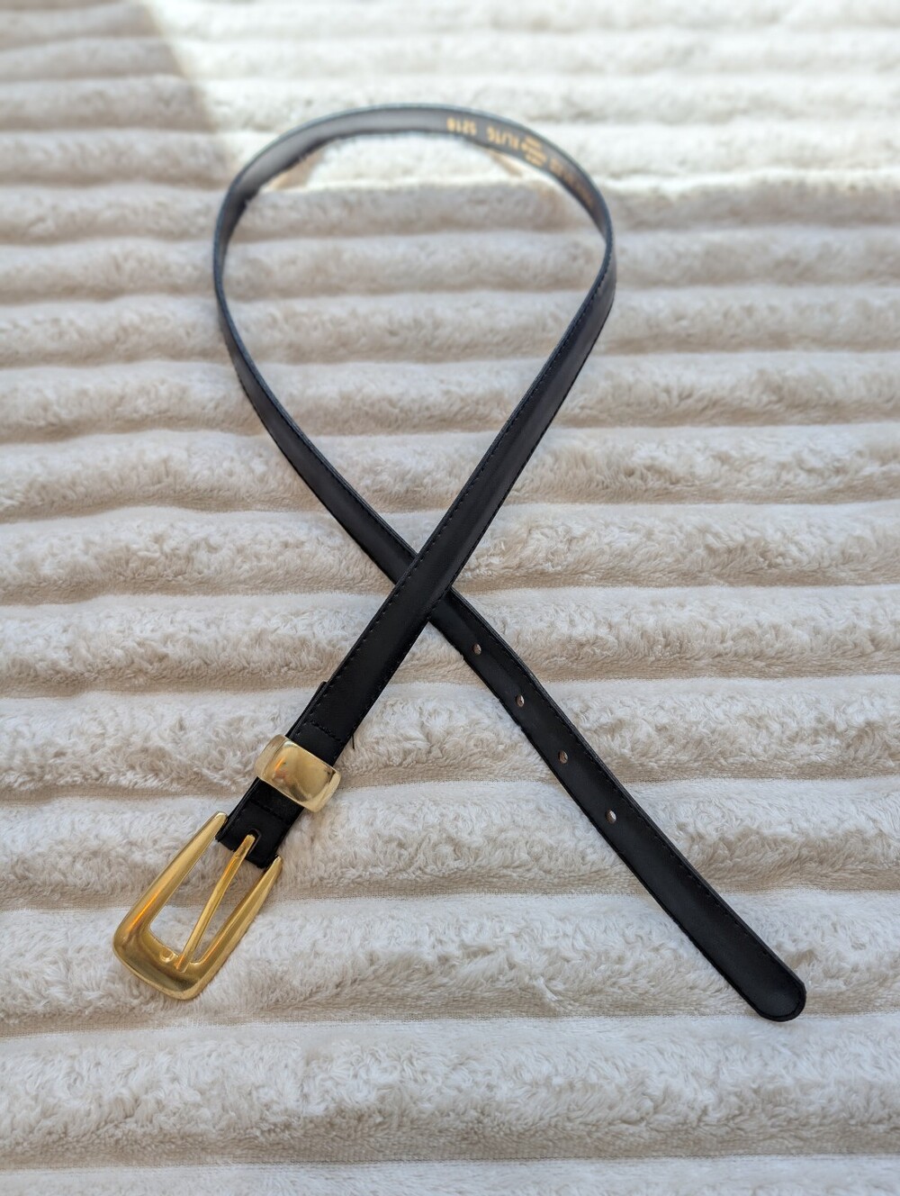 Vintage Principles Black & Gold Skinny Belt